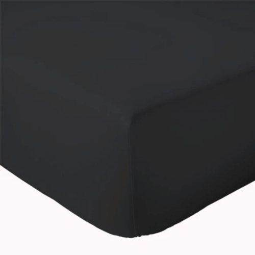 Drap Housse Uni Bonnet 30 Cm 100% Coton - 140x190 Cm - Noir