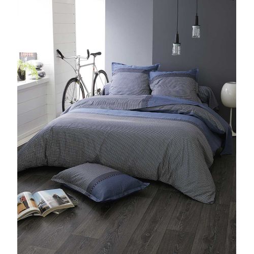 Housse De Couette En Satin De Coton - 240x220 Cm - Bleu Foncé