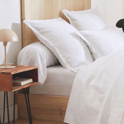 Drap Housse 100% Satin Blanc 140x190 Cm