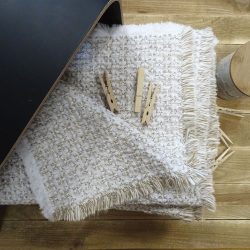 Plaid - - Effet Tweed - 130x170 Cm - Beige