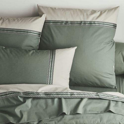 Parure De Lit Noa Kaki 100% Percale De Coton 140x200