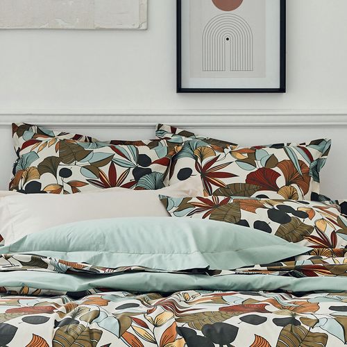 Parure De Couette En Percale De Coton Esprit Nature - 240x220 Cm - Vert