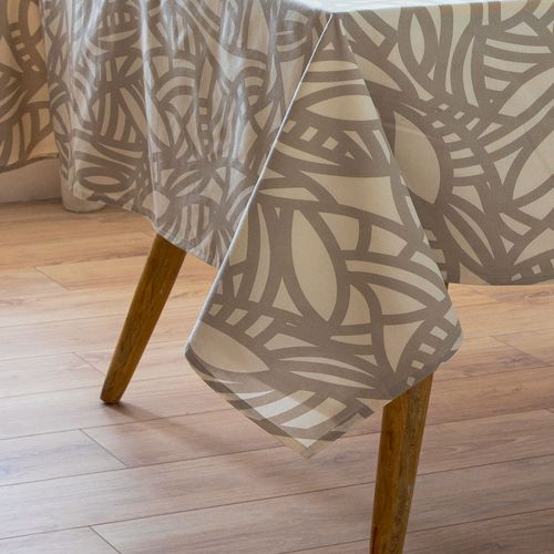 Nappe Ronde Imprimée Graphique - 170 Cm - Beige