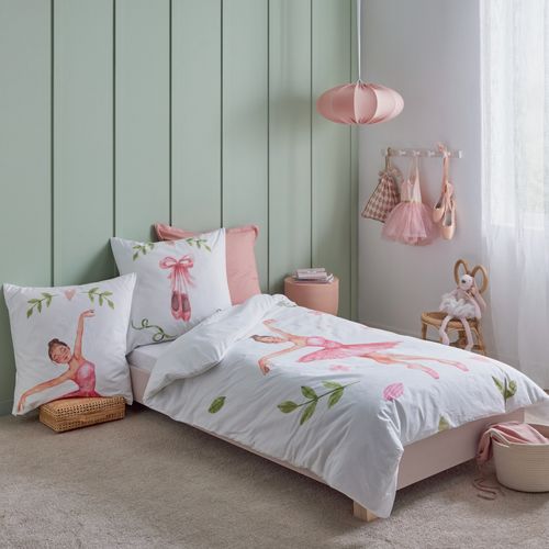 Housse De Couette Enfant Percale De Coton Danseuse Étoile - 140x200 Cm - Rose