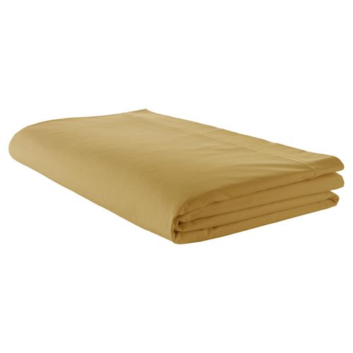 Drap Plat Piqué Uni En Percale De Coton - 240x310 Cm - Ambre