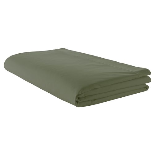 Drap Plat Piqué Uni En Percale De Coton - 240x310 Cm - Kaki