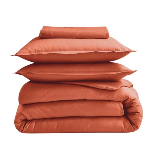 Drap Housse 100% Coton Bio Bonnet 30 Cm - 90x200 Cm - Terracotta
