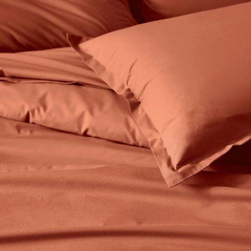 Drap Housse 100% Coton Bio Bonnet 30 Cm - 160x200 Cm - Terracotta