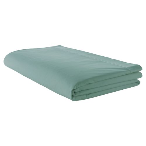 Drap Plat Piqué Uni En Percale De Coton - 280x325 Cm - Turquoise
