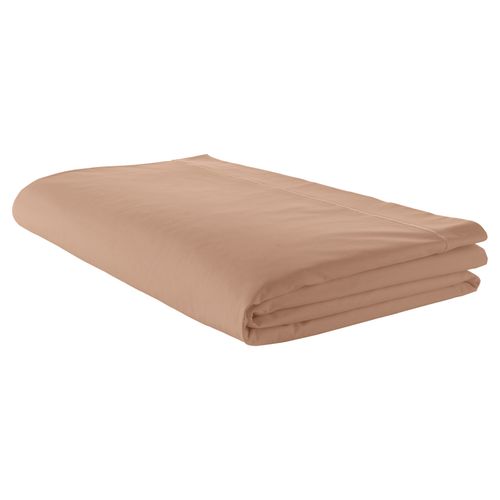 Drap Plat Piqué Uni En Percale De Coton - 280x325 Cm - Pêche