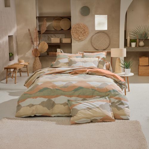 Housse De Couette Percale De Coton Paysage Abstrait - 140x200 Cm - Beige