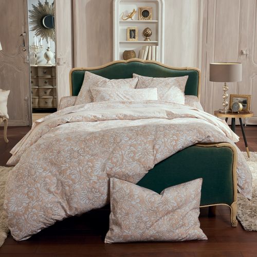 Housse De Couette Percale De Coton Ornemental Classique - 200x200 Cm - Beige