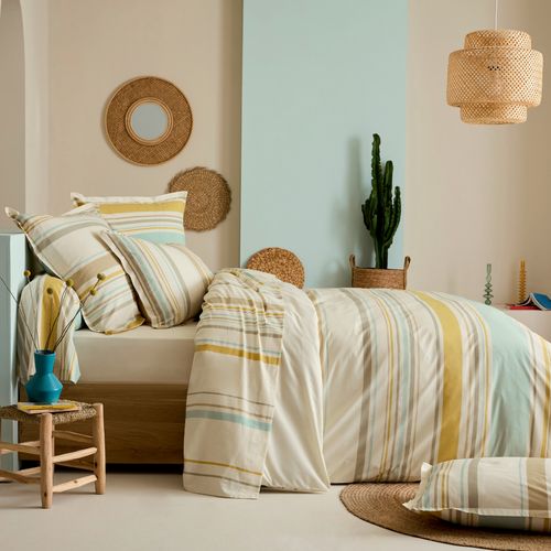 Housse De Couette Coton Rayures Bayadère - 240x220 Cm - Ecru