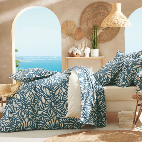 Parure De Lit Coton Serena Bleu 140x200 Cm