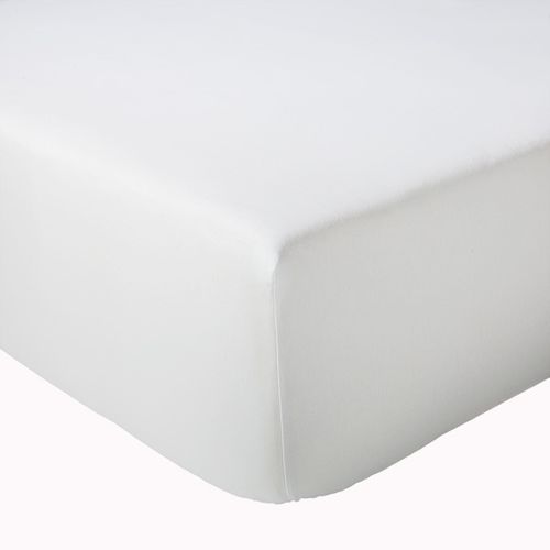 Drap-housse Uni En Satin De Coton - 140x190 Cm - Blanc