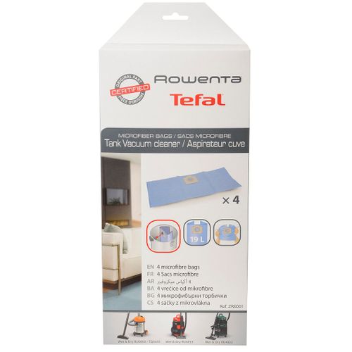 Sacs Microfibres Par 4  Zr8001 Pour Aspirateur Rowenta, Rowenta Pro, Vorace, Wet et Dry Pro
