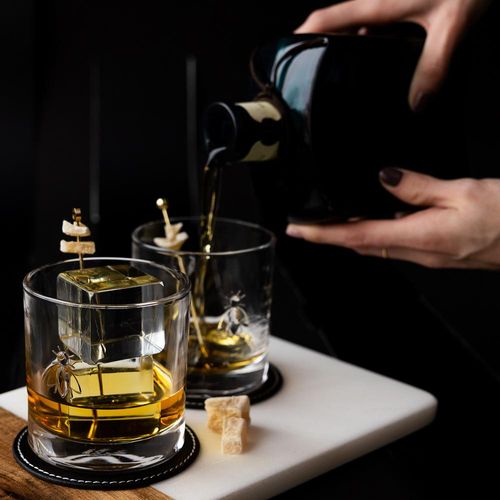 Boite De 4 Verres à Whisky Abeille 32 Cl En Verre