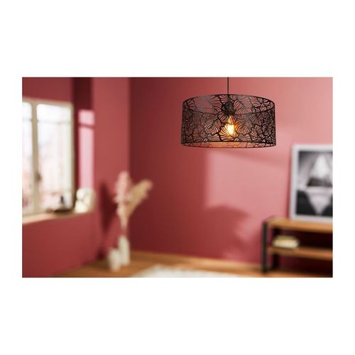 Suspension Métal Ajouré Calathéa Noire - Noir