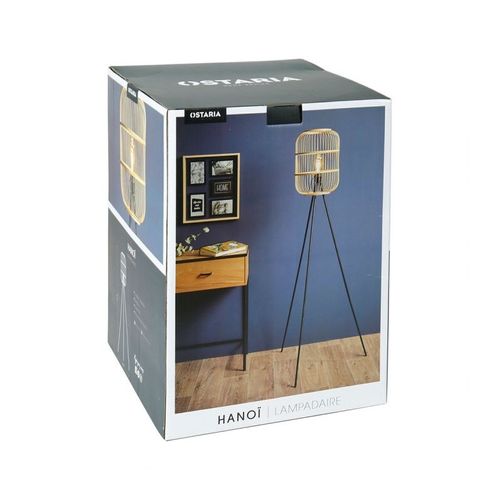 Lampadaire Trépied Métal Et Bambou Hanoï Ostaria