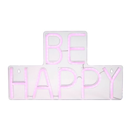 Néon Mural USB Be Happy Rose Ostaria