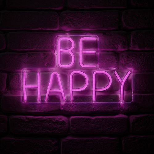 Néon Mural USB Be Happy Rose Ostaria