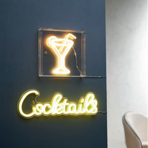 Néon Mural USB Verre Cocktail Ostaria