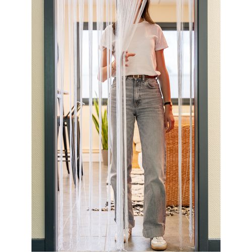 Rideau Fil De Porte En Polyester Blanc