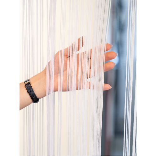 Rideau Fil De Porte En Polyester Blanc