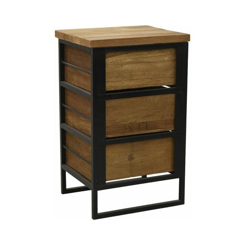 Commode En Bois Recyclé Et Métal Loft 3 Tiroirs