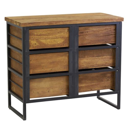 Commode En Bois Recyclé Et Métal Loft 6 Tiroirs