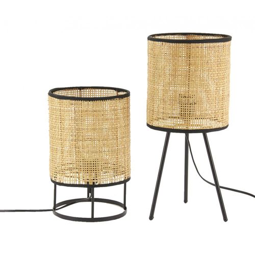 Lampe De Chevet En Métal Et Cannage