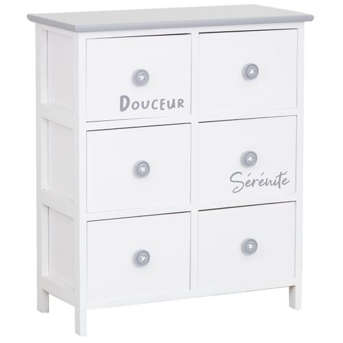 Commode/chiffonnier Bois ' Sérénité Et Douceur ' 6 Tiroirs