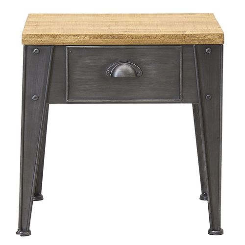 Table De Nuit En Métal Et Sapin
