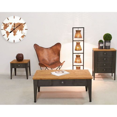 Table De Nuit En Métal Et Sapin