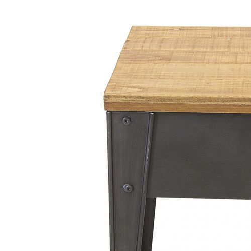 Table De Nuit En Métal Et Sapin