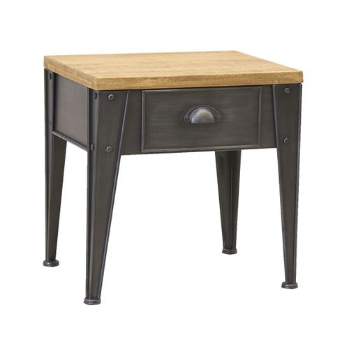 Table De Nuit En Métal Et Sapin