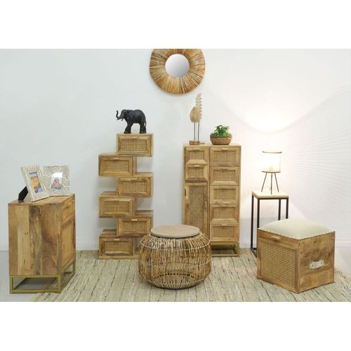 Commode Zig Zag En Manguier Et Cannage