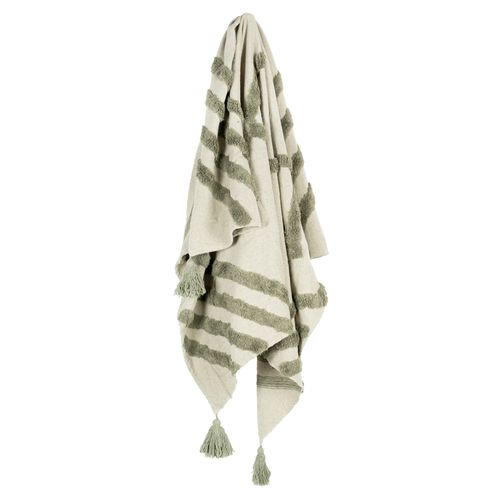 Plaid En Coton Tufté Vert