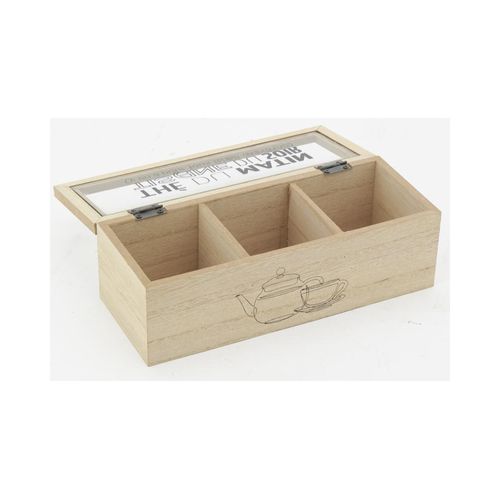 Boite à Thé En Bois Et Verre 3 Compartiments Boîte à Thé 3 Comp.