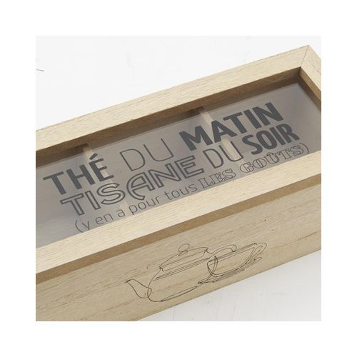 Boite à Thé En Bois Et Verre 3 Compartiments Boîte à Thé 3 Comp.