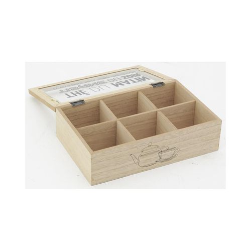 Boite à Thé En Bois Et Verre 6 Compartiments Boîte à Thé 6 Comp.