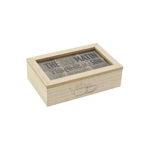 Boite à Thé En Bois Et Verre 6 Compartiments Boîte à Thé 6 Comp.
