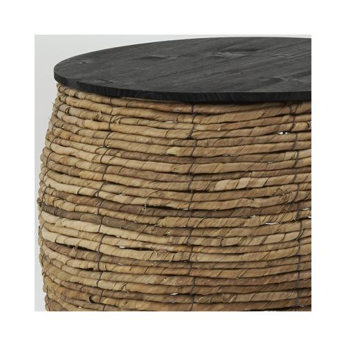 Poufs Coffres En Abaca Et Bois (lot De 2)
