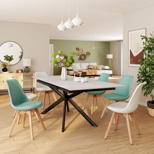 Table céramique L. 160/200 CHARLIE Blanc