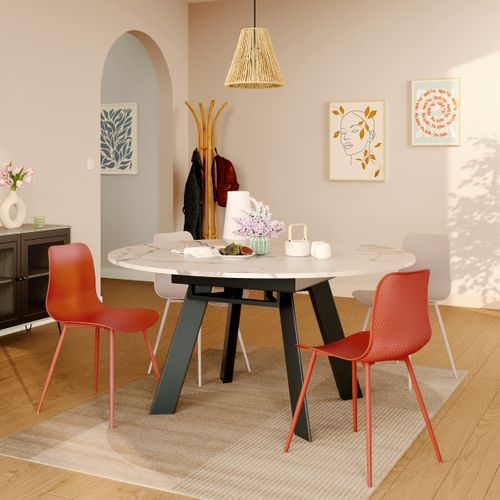Table extensible  L.90/150 cm AVA Blanc marbré/ céramique