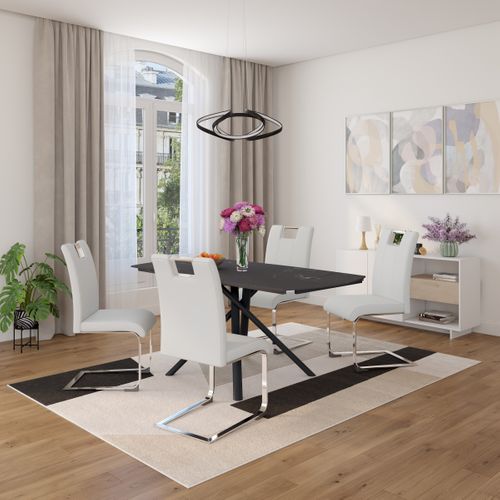 Table céramique L.120/180 CECILIA Gris anthracite