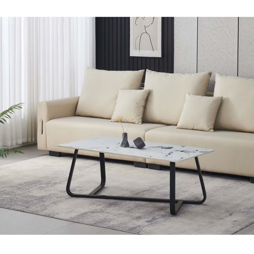 Table basse SIDONIE Effet marbre blanc