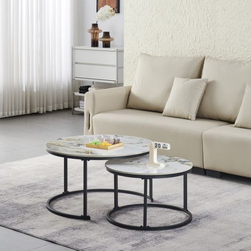 Table basse ANAIS Effet marbre blanc