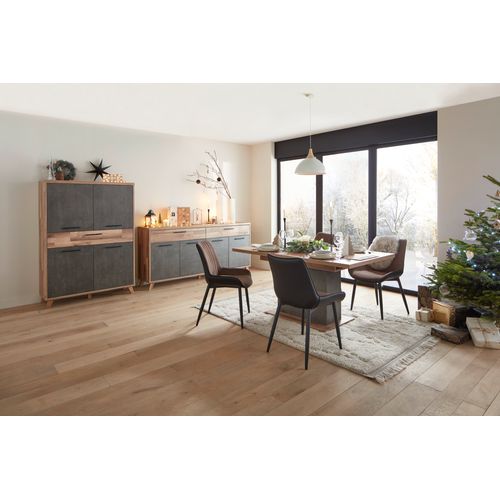 Chaise bi-matière ST MORITZ taupe/noir