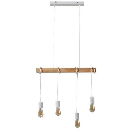 Suspension En Métal Et Bois - Blanc - New Detroit - 4 Lampes